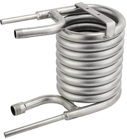 VCHICS Wärmetauscher, Gegenstrom-Würzekühler, Edelstahl-Spiralrohrkühler, Gartenschlauchanschlüsse, Selbstgebrauter Bierkühler, Gegenstrom-Würzekühler Für Fußbodenheizung, Warmwasserbereitung