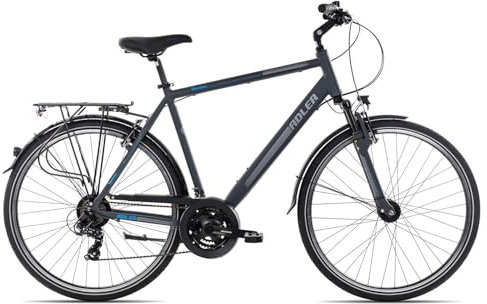Adler Verona Herrenrad 28 Zoll 21 Gang Trekkingrad mit Straßenausstattung, Farbe:Darkgrey matt/Grey Blue, Rahmengröße:53 cm, Laufradgröße:28 Zoll