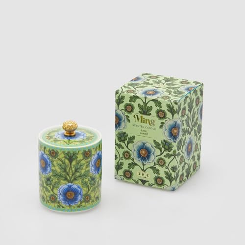 EDG Enzo De Gasperi Duftkerze Ming 10 x 7 cm grün aus Keramik Basilikum und Minze