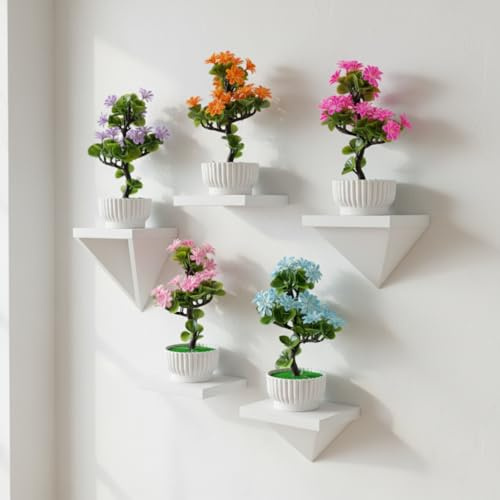 LEDSone Artificial Flowers & Plants with Pot - 2 Pack Artificial Plastic Realistic Faux Greenery Plants Small Indoor Potted Houseplants Decoration for Home Decor Workspace