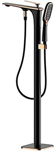 Robinet de Baignoire sur Pied, mitigeur monocommande en Laiton, réglable, Eau Chaude et Froide, avec douchette, 2 Sorties d'eau.