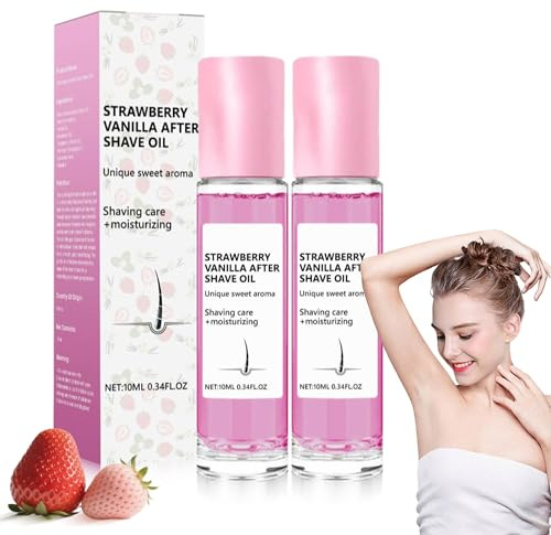 Erdbeer-Vanille After Shave Öl Frauen für glatte Haut, Roll-on After Shave Rasieröl Damen, Verhindert eingewachsene Haare & Trockenheit,Sanftes Rasieröl Feuchtigkeitscreme fur Intimpflege Damen (2)