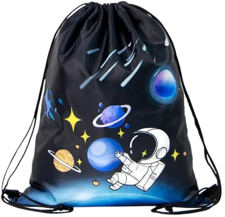 Borsa sportiva per bambini con motivo astronauta nera, zaino grande e leggero, ottimo regalo per bambini e ragazzi.