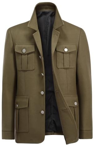 Allthemen Cappotto Uomo in Lana Corto Casual Parka Giacca Invernale Caldo Trench Sciolto con Risvolto