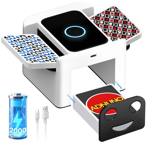 Kartenmischmaschine Elektrische,Automatischer Kartenmischer,Mischmaschine USB,Karten Mischgerät mit Akku 2000 mAh,Kartenroboter Kartenmischgerät,Automatic Card Shuffler Gilt für Alle UNO Spielkarten