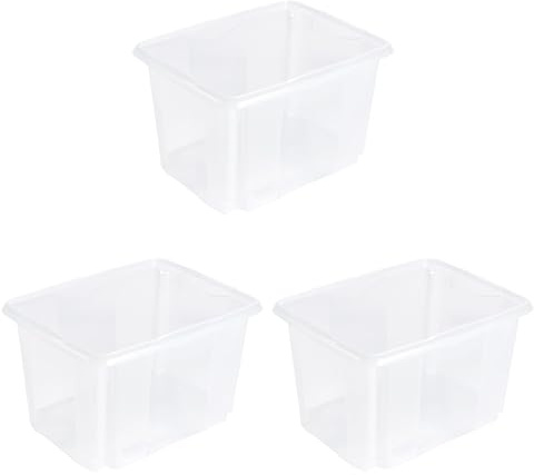 keeeper emil 3x Aufbewahrungsbox mit Dreh-/Stapelsystem, 44,5 x 34,5 x 27 cm, 30 l, Transparent