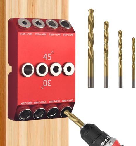 GOLD DEER 30/45/90° Angle Drill Guide Jig for Woodworking, Precision Angled and Straight Hole Drilling with Bubble Level, for Stair Handrail, Deck Post, Cable Railing, Furniture Assembly