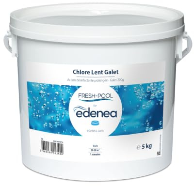 Fresh-Pool - Chlore Lent Piscine Galets 200g - Traitement Permanent - 5kg | Dissolution progressive longue durée, stabilisé contre la dégradation par les UV