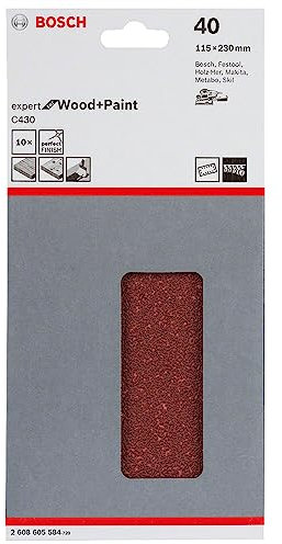 Bosch Accessories Bosch Professional Schleifblatt für Schwingschleifer Holz und Farbe Expert for Wood and Paint (10 Stück, Körnung 40, C430)