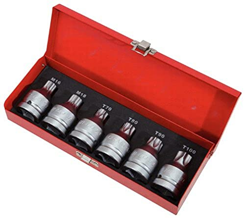 KS Tools 515.0010 Juego de llaves de golpe XZN + Torx, con orificio, 3/4, 6 pzs