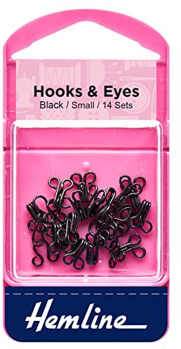 Hemline Hooks and Eyes - Black, Size 1, 14 sets