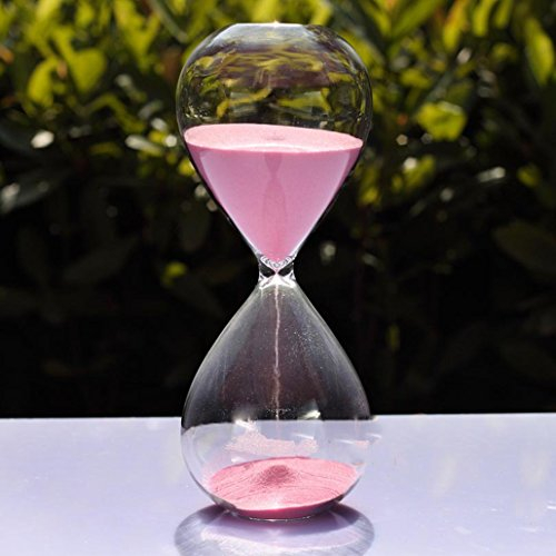 Grand sablier coloré en verre tendance - Décoration d’intérieur ou cadeau de Noël et d'anniversaire, rose, 60 Minutes