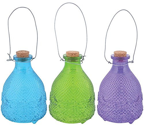 Esschert Design Piège à guêpes Hobnail 3 Couleurs en Verre liège et Fil, 9,8 x 9,8 x 14,1 cm - Prix par Article!