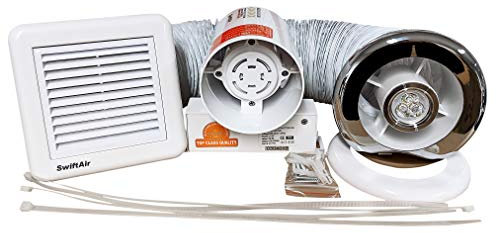 Bathroom Extractor Shower Fan Light KIT Chrome Inline Duct Mounted Standard