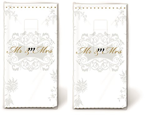 20 Taschentücher (2x 10) Taschentücher Mann und Frau gold/Hochzeit/Freudentränen