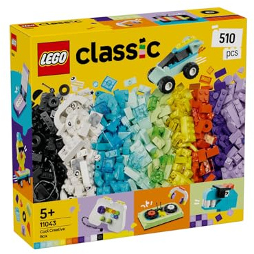 LEGO Classic Cool Creative Box - Colourful Bricks Set - Build a Monster Truck Toy, Skateboard, Dinosaur, Mobile Phone & More - Arts and Crafts Kit for 5+ Year Old Boys & Girls - Gift Idea - 11043