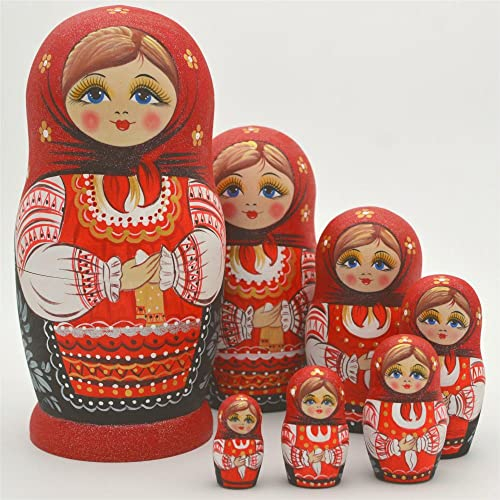 YAKELUS Matroschkas Stücken handgemacht Das Lindenholz Geschenk Spielzeug Matruschka Russian Nesting Dolls professione Matrjoschka-Marke(10piece))
