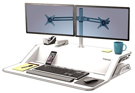 Fellowes 8042901 27 Silber Flachbildschirm-Halterung (6 kg, 68,6 cm (27 Zoll), höhenverstellbar, Silber)