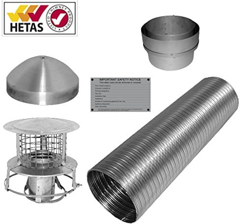 6'' 7M Flexible Flue Liner Starter/Install KIT/Pack WOODBURNER MULTIFUEL Stove