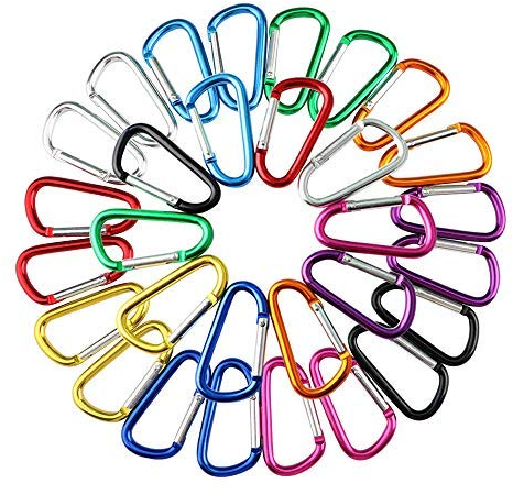 QitinDasen 30Pcs Premium Aluminum Multifunction Locking Carabiner, 5cm Mini Carabiner Keychain, Carabiner Snap Hook Clip (Not for Climbing!)
