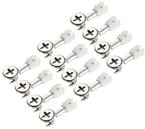 sourcing map 3-in-1 Furniture Connecting Kit 13mm OD Cam Fitting, M6x25mm Dowel Screws, 10.7mm OD Pre-inserted Nut 12 Sets