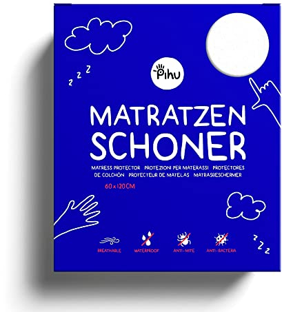 PIHU Matratzenschoner (Wasserdicht) - Baby Kleinkind Kind (Inkontinenzauflage) Matratzenschutz (Atmungsaktiv + Luftdurchlässig) Babybett Kinderbett - Schutzbezug für Matratze & Topper aus Baumwolle