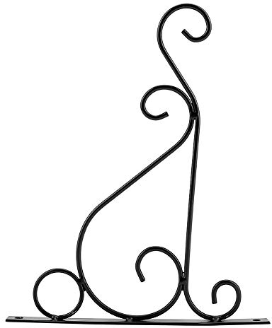 Fdit Colgador de planta de hierro Soporte para colgar en la pared Gancho de flores Linternas de campana de viento Colgador Estante Estantes para la decoración del jardín del hogar 25 * 21 cm[Negro]