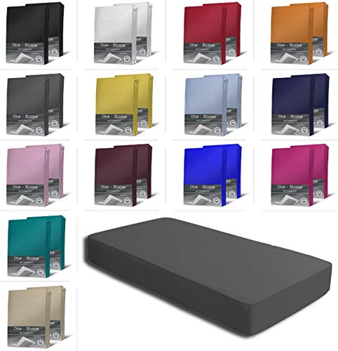 2er Set Jersey Spannbettlaken Spannbetttücher Bettlaken Spannbetttuch weiche Baumwolle mit Rundumgummizug, Farbe: Anthrazit, Maße: 2er Pack 180-200 x 200 cm