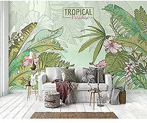 Tropical Rainwoodland Exotic Textile Texture Jungle Mural Tv Wall Wallpaper Wallpaper Grey Wall Sticker Border Self Adhesive Brick Bathroom Silver Bedroom Borders Glitter Kitchen-300Cm×210Cm