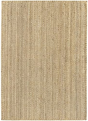 HAMID - Jute Teppich, Granada Teppich 100% Natürliche Jutefaser Handgewebt, Weicher Teppich und Hohe Festigkeit für Wohnzimmer, Esszimmer, Schlafzimmer, Flurteppich - Natürlich (170x120cm)