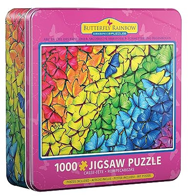 Eurographics Puzzle in Tin: Butterfly Rainbow, 1000 Piece Puzzle for Adults