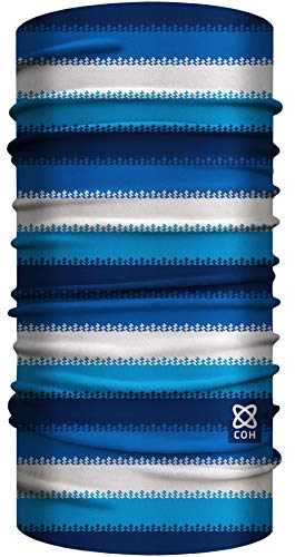 Club of Heroes Ringel Bandana 25 x 50 cm, nahtloses Multifunktionstuch aus weicher Mikrofaser/atmungsaktiv Schlauchschal Halstuch Mundschutz Schal Tuch/geringelt Farbstreifen gestreift (Blau-Weiss)