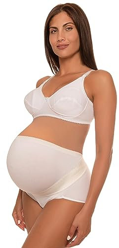 Istintiva Premamma - Bragas Maternidad en algodón con Soporte Abdominal y Lumbar de Alto Confort - Abertura anatómica de Las piernas - Blanco 50