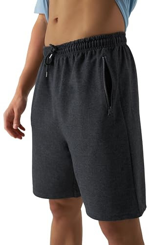 Smith & Solo Pantalones Cortos Hombre Algodón - Cómodo Pantalones Cortos Hombre Deporte con Cordón Ajustable en la Cintura y Bolsillos con Cremallera para Fitness y Correr, 7316-Antracita S