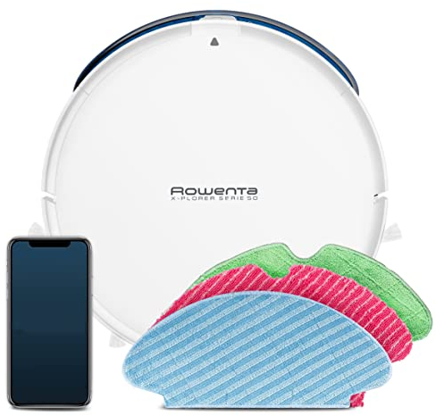 Rowenta X-Plorer Serie 50 Total Care RR7347 - Robot aspirapolvere e mocio, mappatura collegata, 1500 Pa, animali domestici e allergie, Alexa e Google Assistant, 3 mop, 3 velocità, 120 min autonomia,