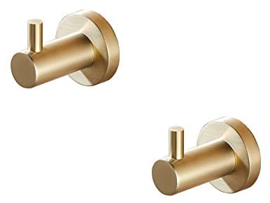 Gudetap Bathroom Towel Hook 2pack Modern Brushed Gold Towel Robe Wall Mount SUS304 Stainless Steel Bathroom Accessories GTA20802BG