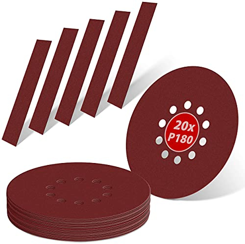 KSP-Tec®│20 Stück Schleifscheiben Ø 225mm | Körnung P40,60,80,120,180 | 10 Loch | Schleifpapier Trockenbauschleifer Langhalsschleifer Schleifgiraffe (P40)
