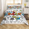 Loussiesd Gamer Bedding Set Multi-color Graffiti Gamepad Duvet Cover Video Game Reversible Comforter Cover Set for Young Man Kids Teens Boys, Room Decor Youth 3Pcs Double Beddiing with 2 Pillow Case