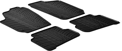 AROBA GL0065 Design Gummi Fußmatten kompatibel mit VW Polo BJ. 06.2009-07.2017 erhöhter Rand 4 TLG Farbe Schwarz Gummimatten Automatten passgenau