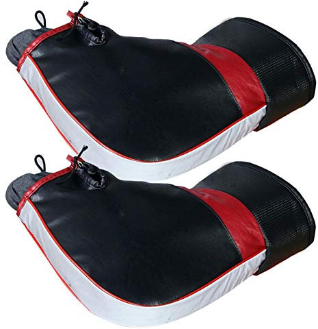 Gants de Guidon de Moto d'Hiver - Manchons Imperméables et Coupe-Vent Avec Bande Réfléchissante - Mitaine en Peluche Chaude pour Guidons de Motos et Scooters
