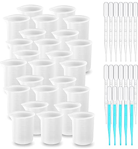 Woohome 25 PCS Verre Doseur en Résine Epoxy Tasses à Mesurer en Silicone 100 ml Tasses à Mélanger pour DIY, Moule de Moulage Résine Epoxy