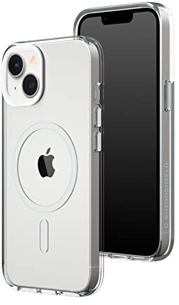 RhinoShield Clear Case kompatibel mit MagSafe für [iPhone 14/13]|Überragende Magnetstärke, Vergilbungsresistenz, Kristallklar, optimaler Schutz und personalisierbar - Weiß Kamera-Ring