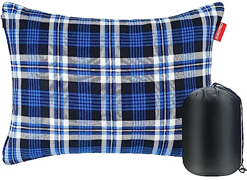 RISEPRO Outdoor-Campingkissen, leicht, komprimierbar, Flanell-Reisekissenbezüge, waschbar, Abnehmbarer Kissenbezug, Camping und Rucksackreisen, Blau