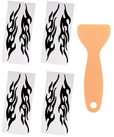 POFET 4 Paar Autoaufkleber Flamme Reflektierende Aufkleber Rückspiegel Aufkleber 19cm für Auto SUV Skateboard Fahrzeug