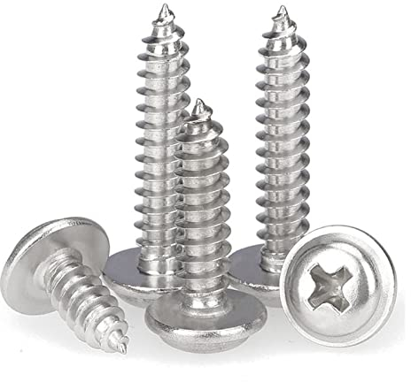 Aoktorkit 50 Pcs Flange Self Tapping Screws, M5 x 12mm x 10mm Multi Purpose Screws, 304 Stainless Steel, Phillips Screws for Wood, Drywall and Furniture