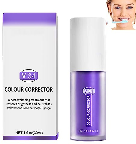 V34 Purple Tooth Whitening Zahnpasta,Purple Teeth Whitening Toothpaste,Zahnpasta für WeißE ZäHne und Gum Repair,Zahnaufhellung Zahnpasta für Gelbe Zähne,Lila Zahnpasta zur Fleckentfernung