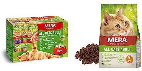 MERA Cats Adult Nassfutter Multibox & Cats All Cats Huhn, Trockenfutter für ausgewachsene Katzen, getreidefrei & nachhaltig, mit hohem Fleischanteil, 2 kg