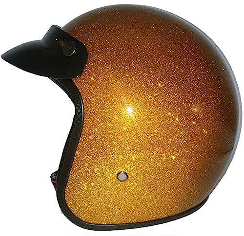 DXDRT Vintage Motorradhelm 3/4 Open Face Style DOT/ECE Genehmigt Mann Frau Motorrad Retro Halbhelme Street Scooter Jet Helm,Gold,M