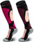 Calze da sci in lana merino, alte al ginocchio, termiche, per inverno, neve, snowboard, escursionismo, 2 paia (viola, rosa), M