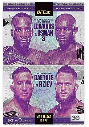 ETOMEY Boxing-UFC 286 Leon Edwards vs. Kamaru Usman 3 2023 Kampf-Poster, Wandkunst, Dekordruck, Bild Gemälde für Wohnzimmer, Schlafzimmer, Dekoration, ungerahmt, 30 x 45 cm